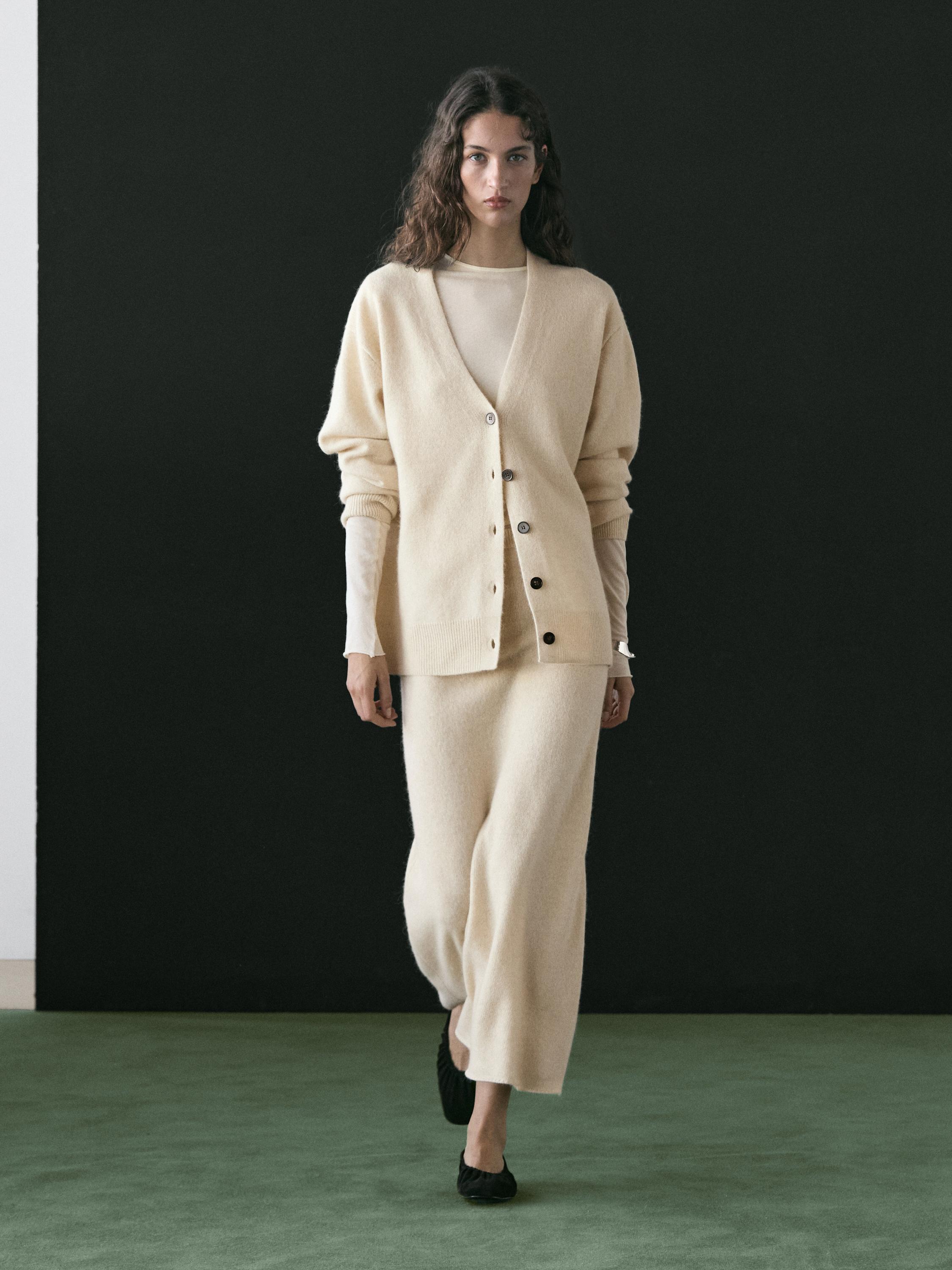 Cardigan col V en laine et alpaga